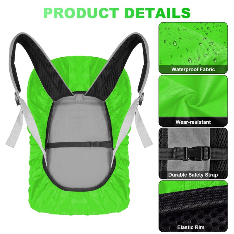 LAMA 2 Pack Waterproof Rain Cover for Backpack, Reflective Rainproof Protector for Anti-Dust and Anti-Theft, S Size (for 18L-25L Backpack), 1 Pcs Green + 1 Pcs Black - Image 5